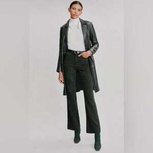 Reformation Black and White Striped Flare Jeans